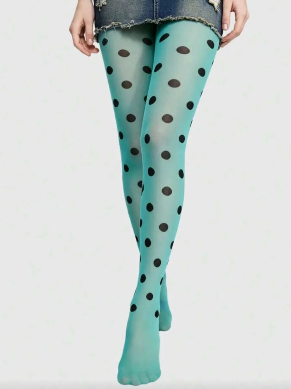 Haze Blue Polka Dot Sheer Tights - Women Intimates